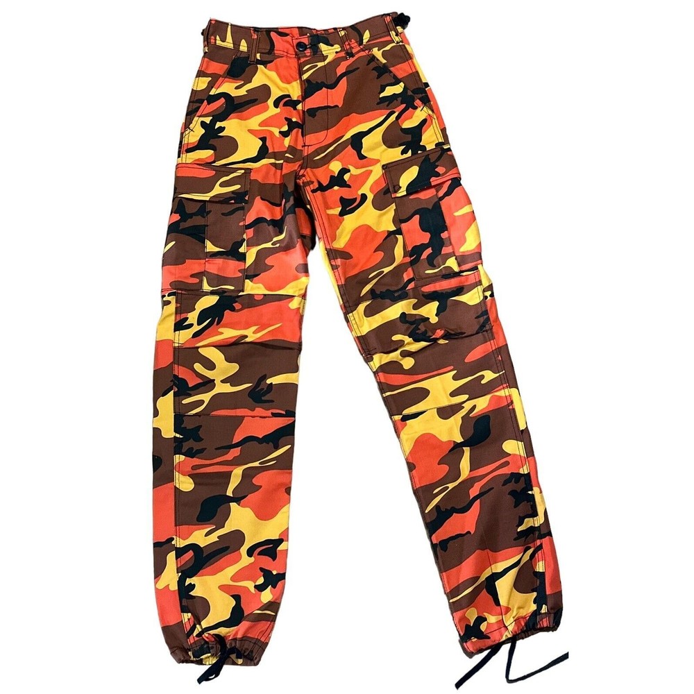 ROTHCO Camo Pants orange black Military Cargo Sz Men’s‎ XS (see pics) NWOT